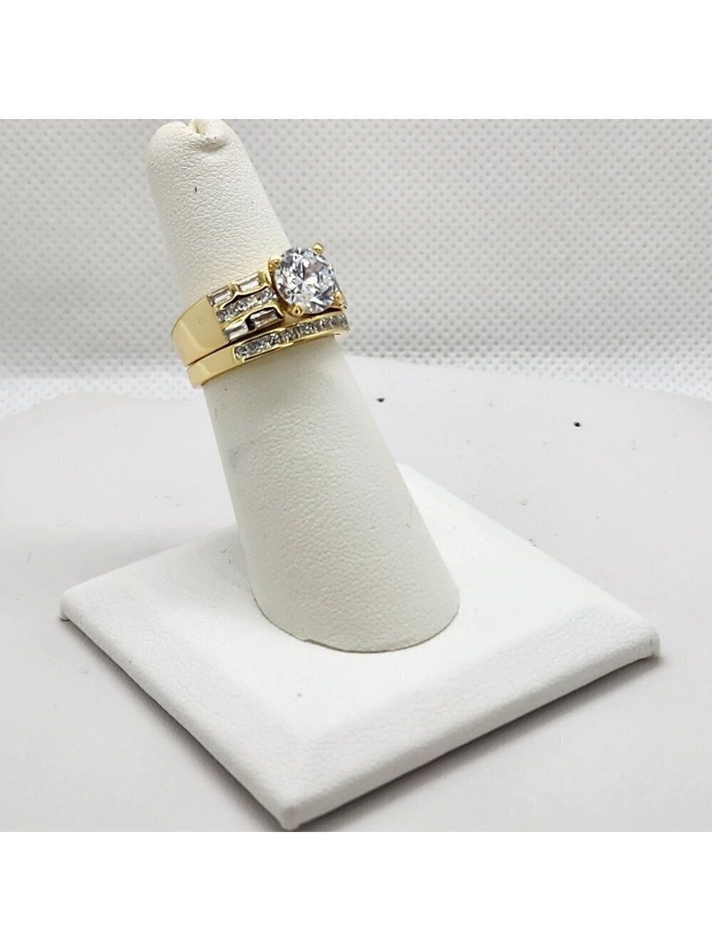 Brand New Sterling Silver 925 2pc cz Gemstone Ring